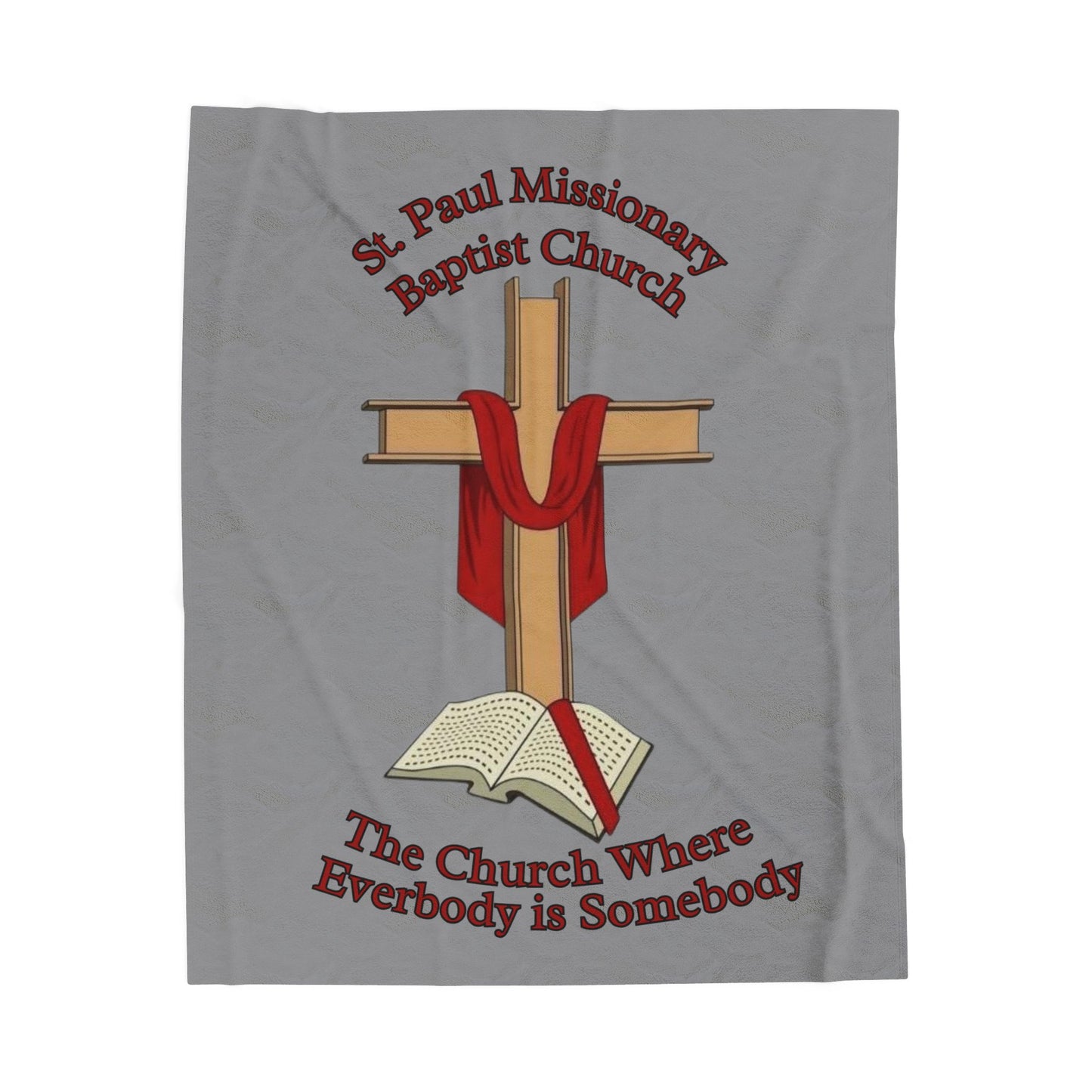 Church Cross Plush Blanket –Grey