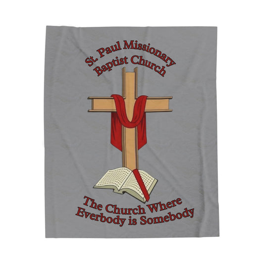 Church Cross Plush Blanket –Grey