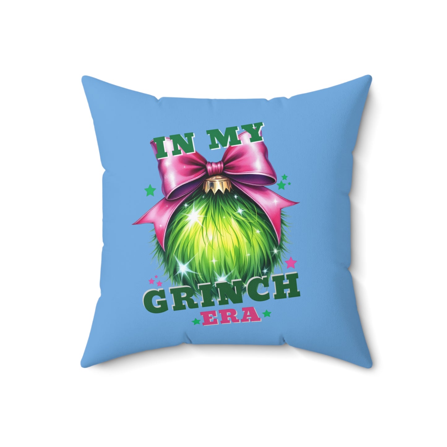 In My Grinch Era-Spun Polyester Square Pillow (Lt Blue)