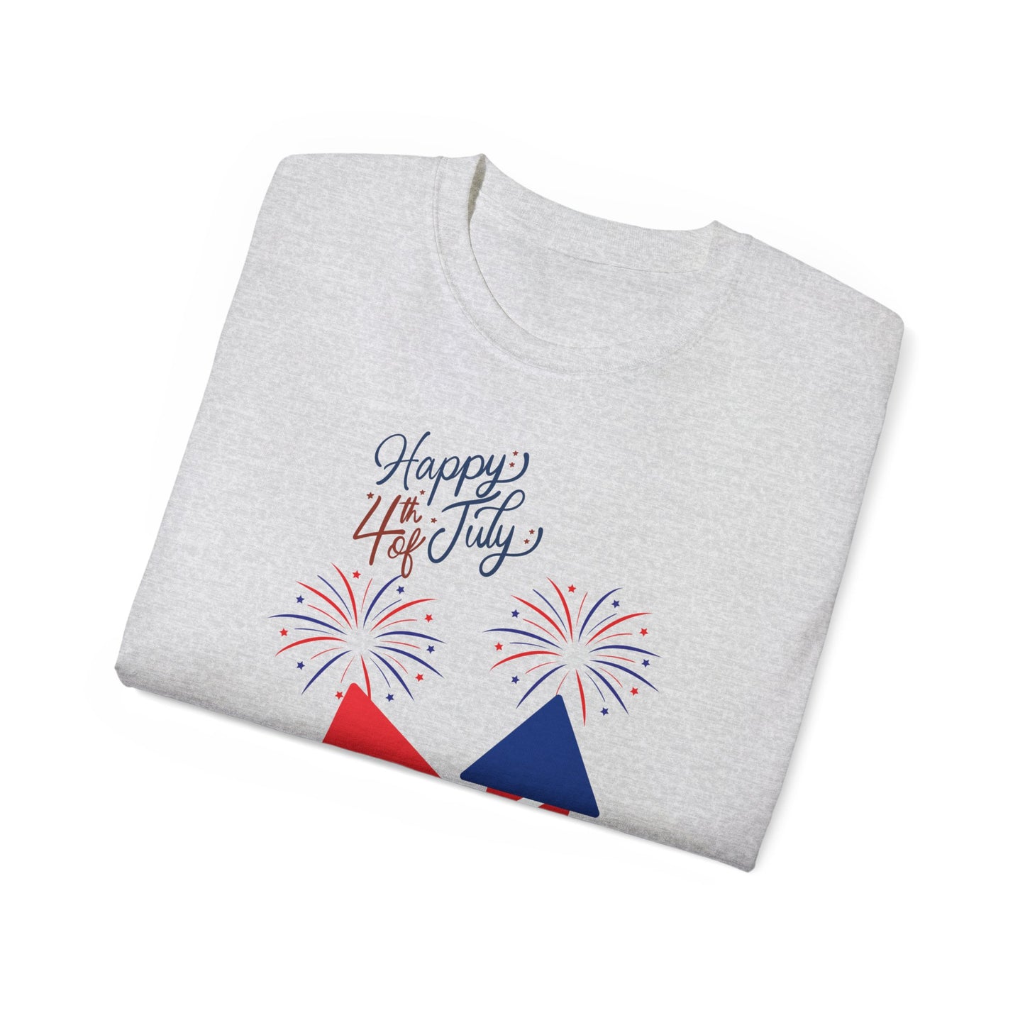 Fourth of July Fireworks Tee — "Happy 4th July" Patriotic Rocket T-Shirt