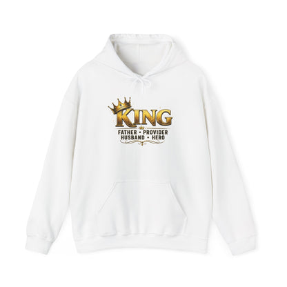 "King: Father • Provider • Husband • Hero" Graphic Pullover Hoodie