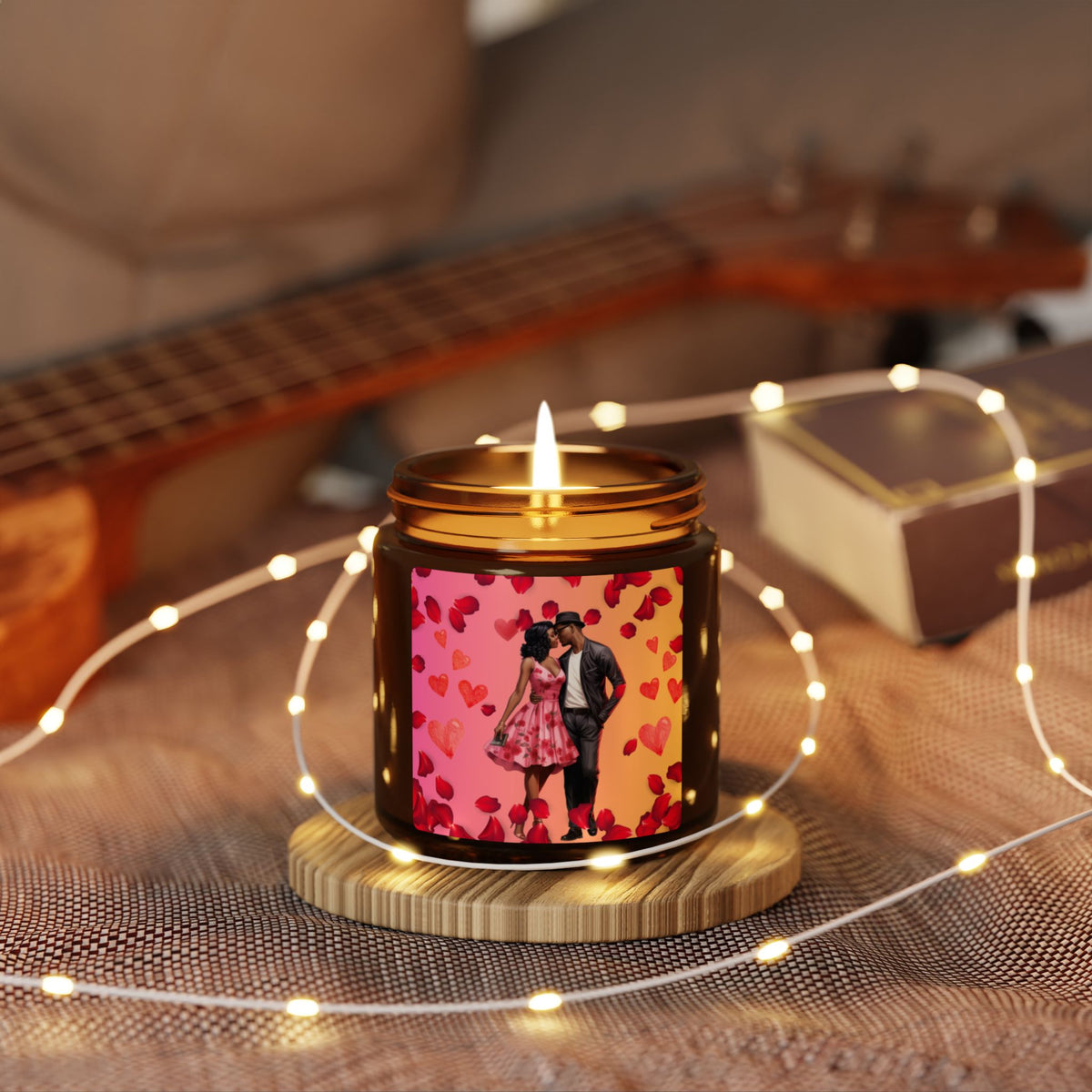Hearts and Flowers- Scented Soy Candle (Multi-Size, Amber Jar)