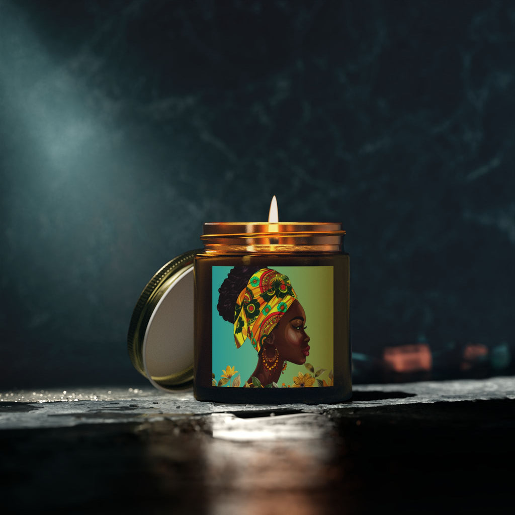 Yellow Flower-Scented Candles, Coconut Apricot Wax (4oz, 9oz)