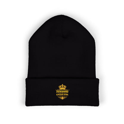 Gold Crown Embroidered Cuffed Beanie – Classic Knit Winter Hat