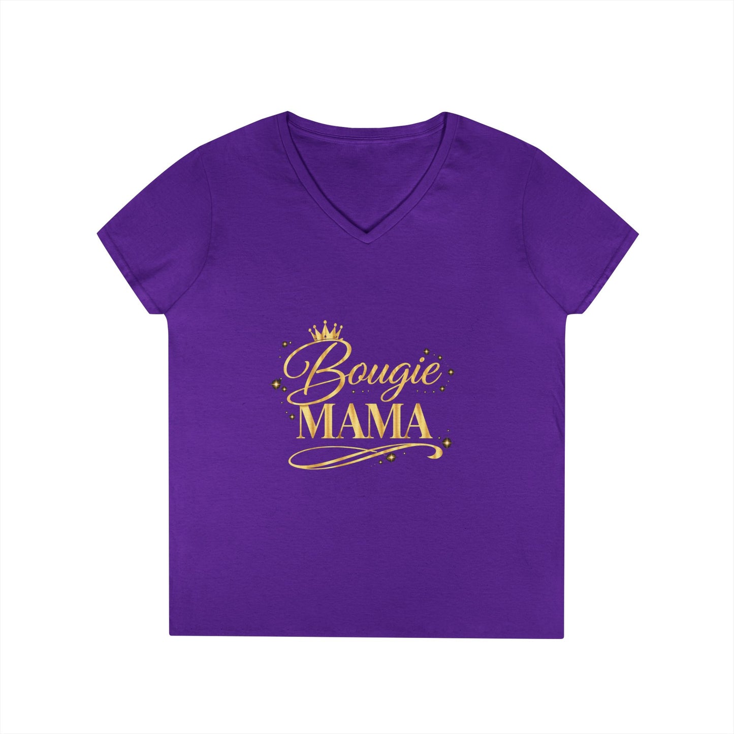 Bougie Mama V-Neck T-Shirt — Gold Script Women's Tee