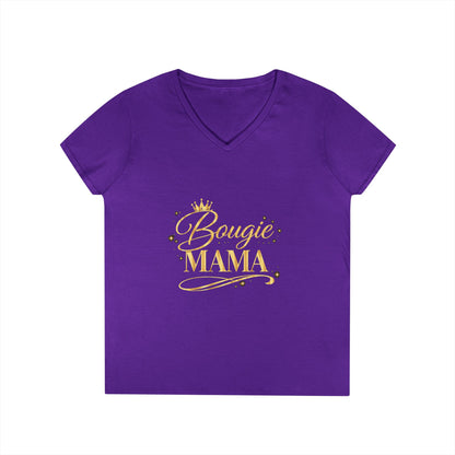 Bougie Mama V-Neck T-Shirt — Gold Script Women's Tee