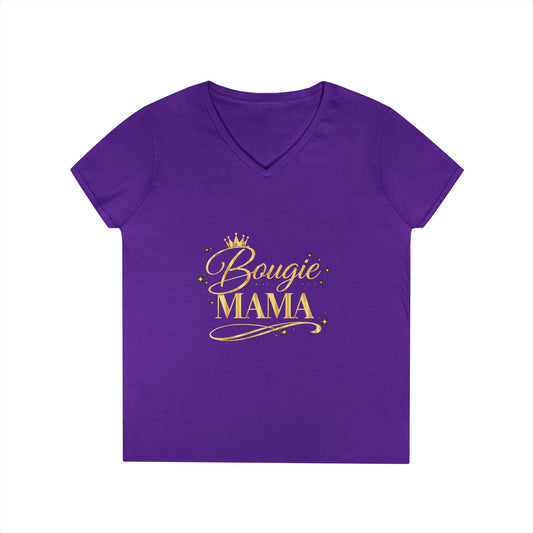 Bougie Mama V-Neck T-Shirt — Gold Script Women's Tee
