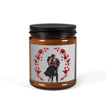 Roses-Scented Soy Candle (Multi-Size, Amber Jar)