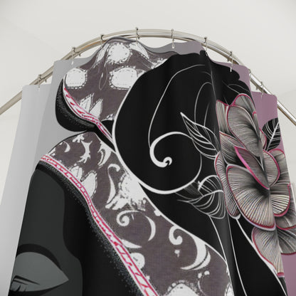 Queen Feather Shower Curtain with Floral Design - Stylish Bathroom Decor for Modern Homes