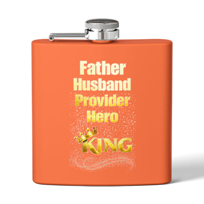 "Father Husband Provider Hero" 6oz Stainless Steel Flask- Gift for Dad