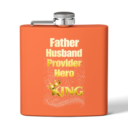 "Father Husband Provider Hero" 6oz Stainless Steel Flask- Gift for Dad