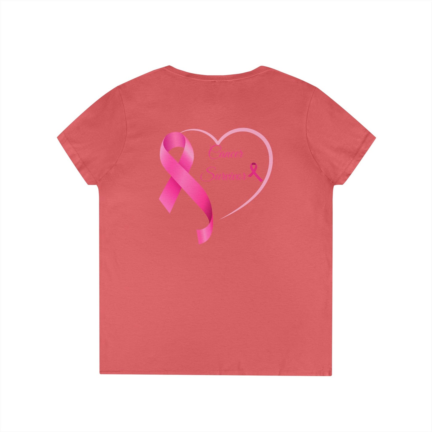 Breast Cancer Awareness V-Neck T-Shirt, Survivor Gift, Supportive Tee, Gift for Her, Awareness Month Apparel
