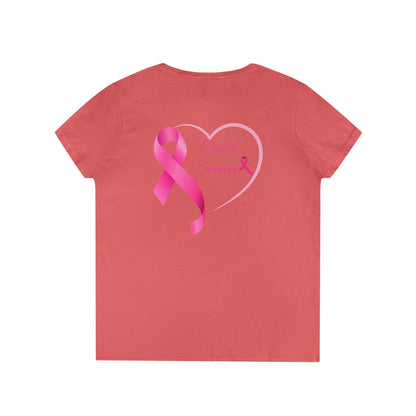 Breast Cancer Awareness V-Neck T-Shirt, Survivor Gift, Supportive Tee, Gift for Her, Awareness Month Apparel