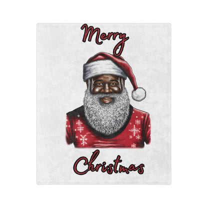 Black Santa-Velveteen Microfiber Blanket (White)