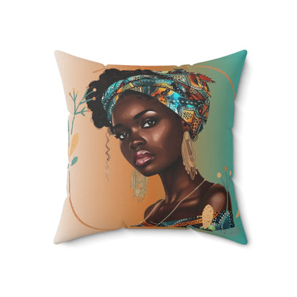 Teal-Spun Polyester Square Pillow