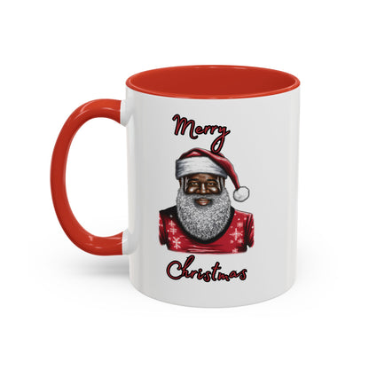 Black Santa-Accent Coffee Mug (11, 15oz) (Red)