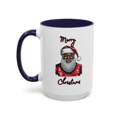 Black Santa-Accent Coffee Mug (11, 15oz) (Red)