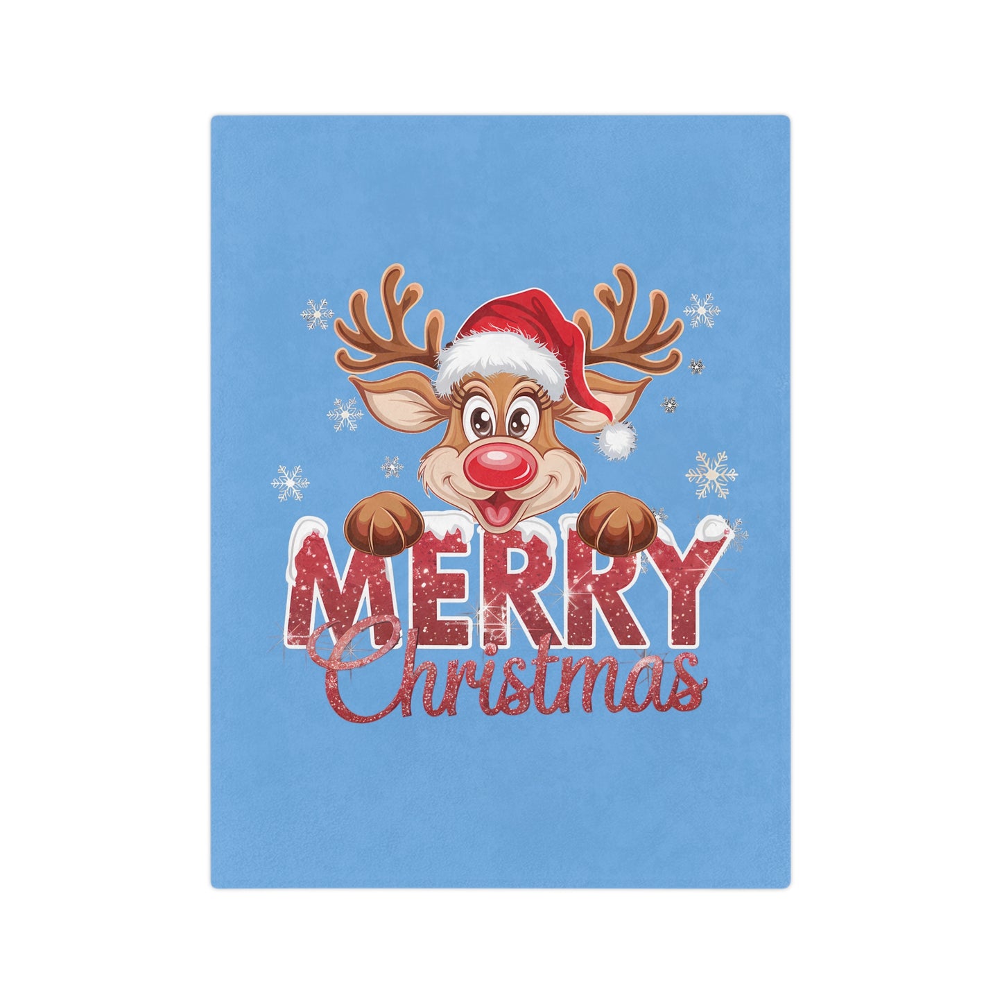 Merry Christmas Rudolf-Light Blue