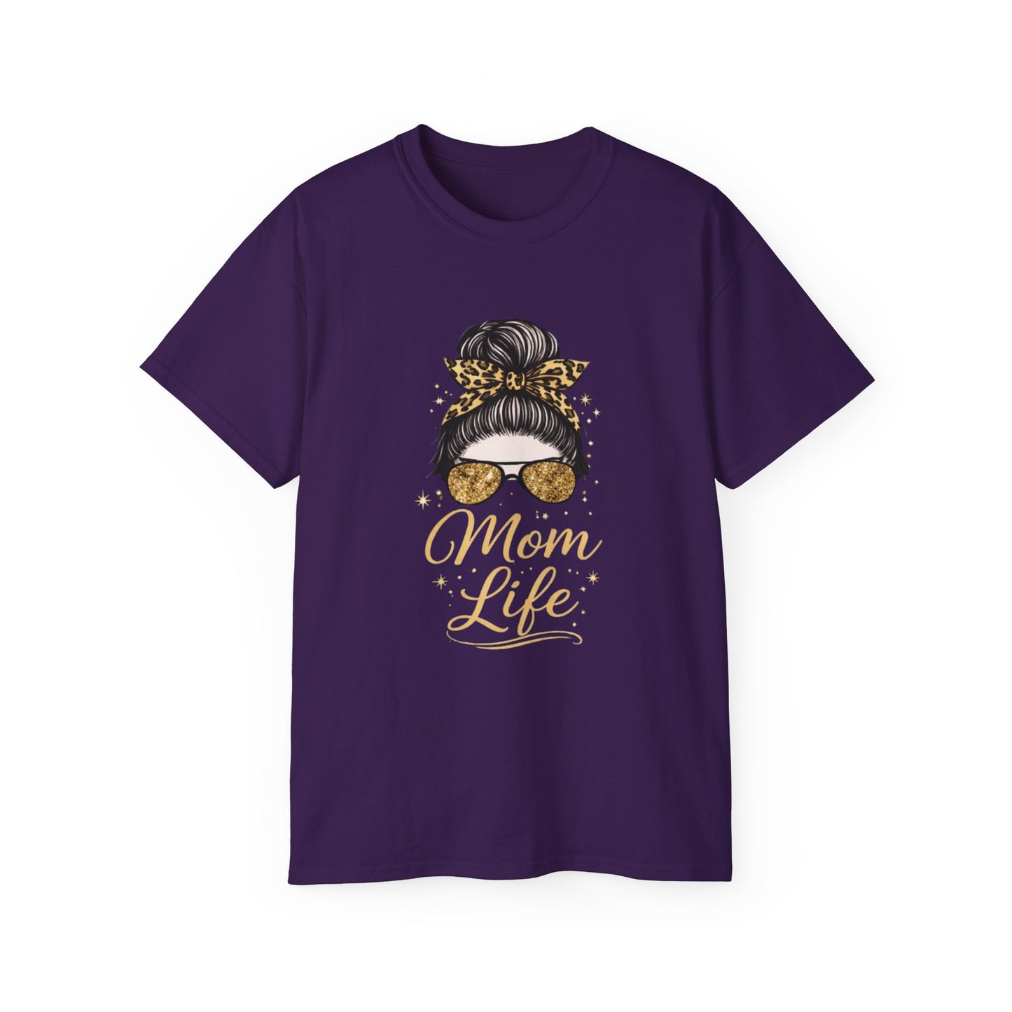 Mom Life Tee — Leopard Bun Graphic Cotton T‑Shirt