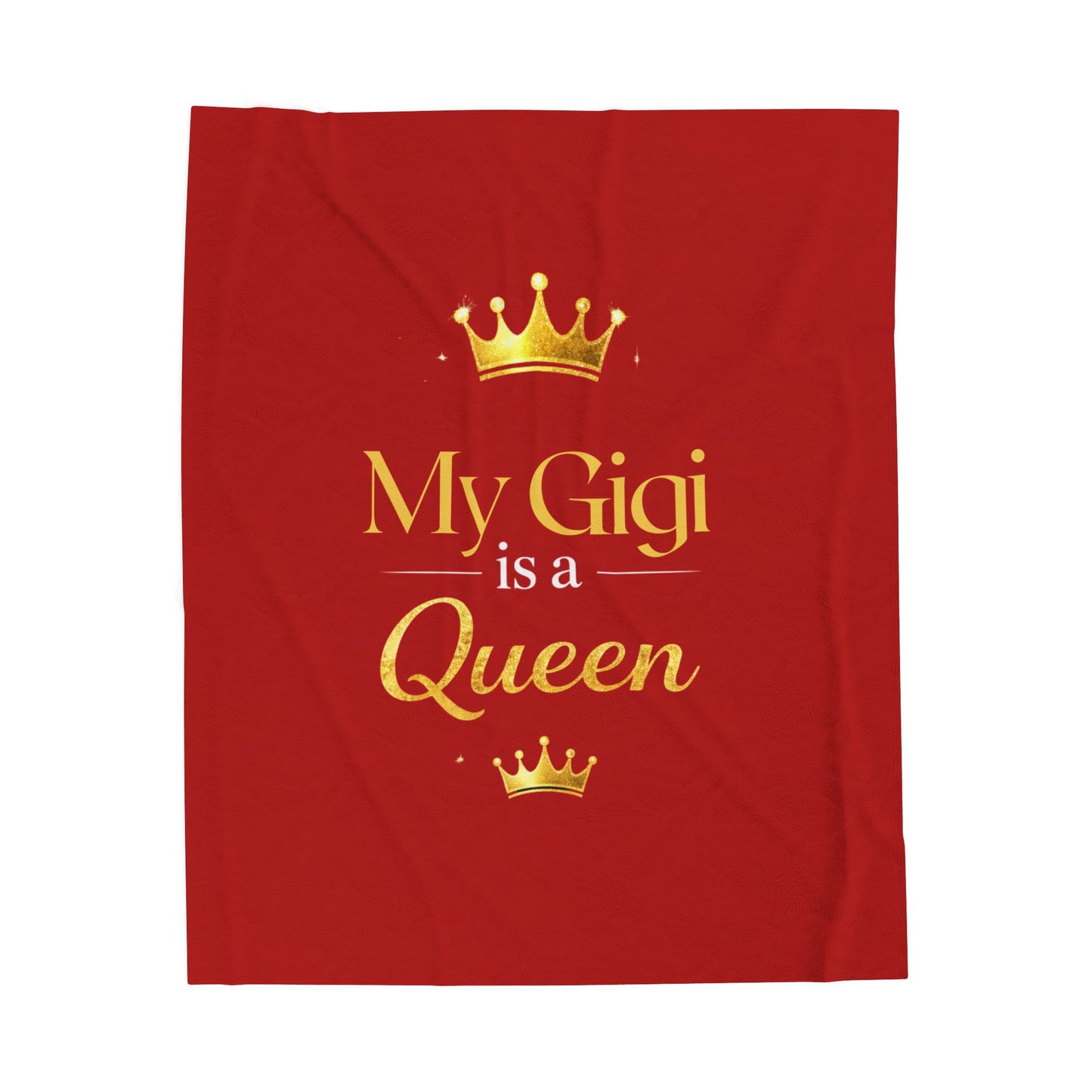 My Gigi Is A Queen Velveteen Plush Blanket (Red) — Soft Red Grandma Gift