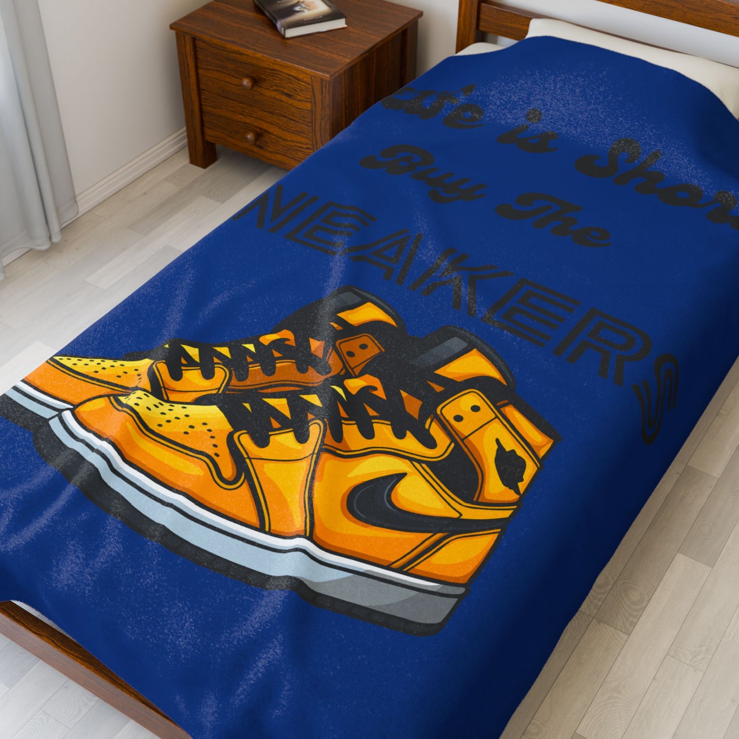 Life is Short Buy The Sneakers Velveteen Blanket