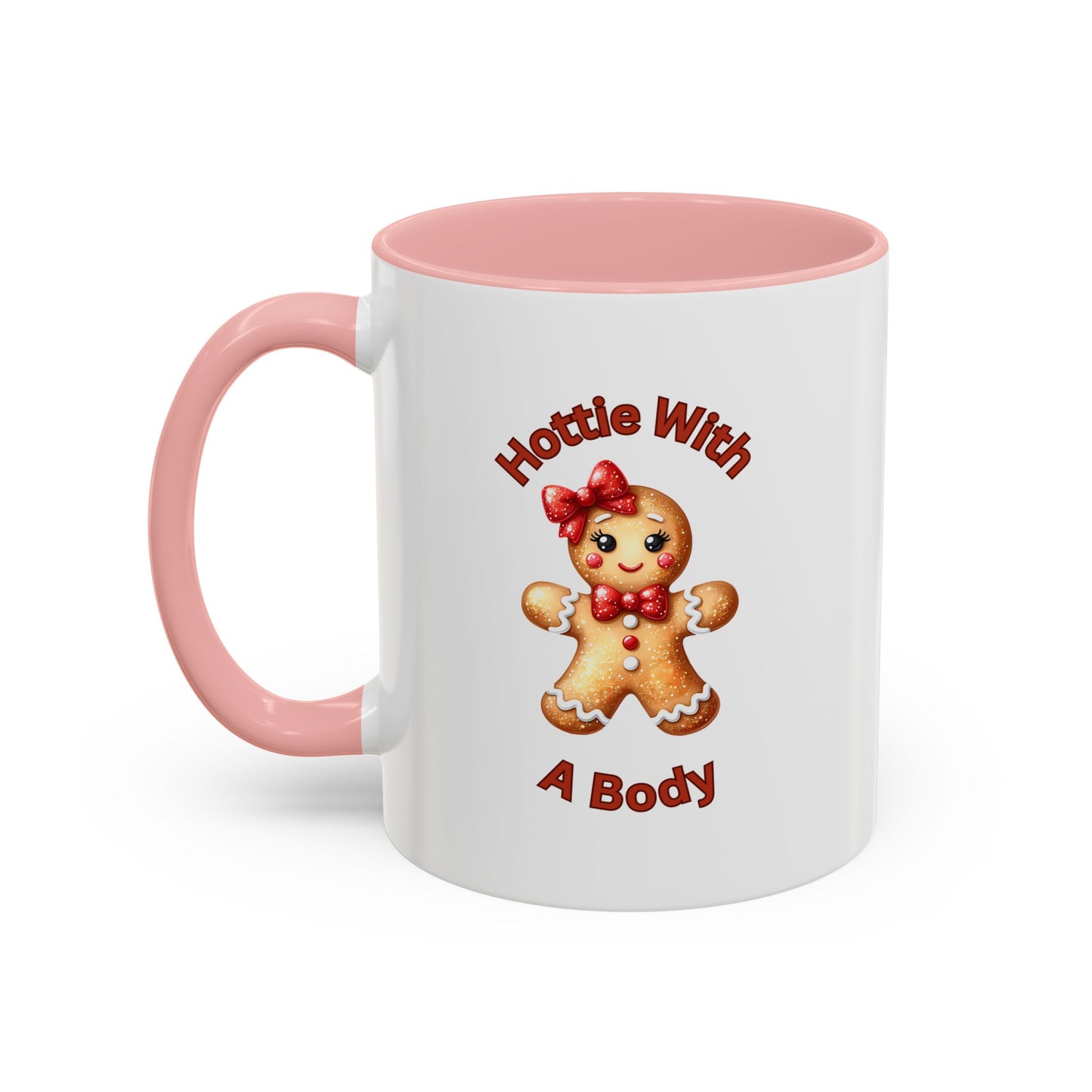 Hottie With A Body 2-Accent Coffee Mug (11, 15oz) (Red)