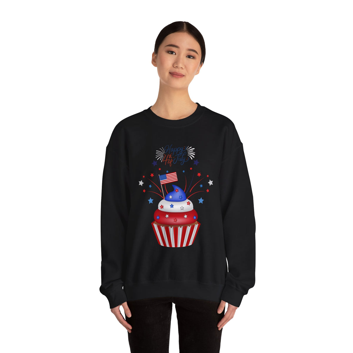 4th of July Patriotic Cupcake Crewneck Sweatshirt