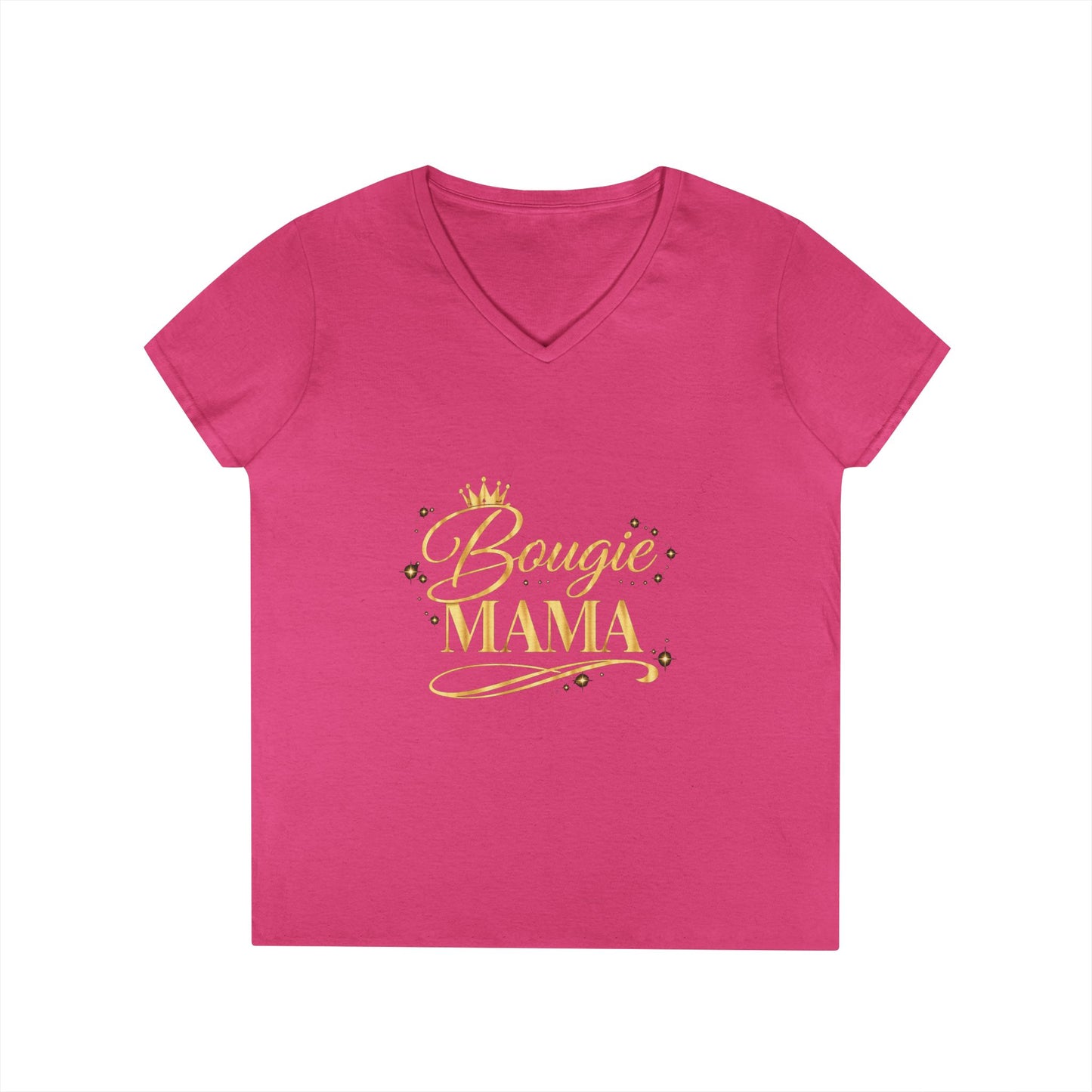Bougie Mama V-Neck T-Shirt — Gold Script Women's Tee