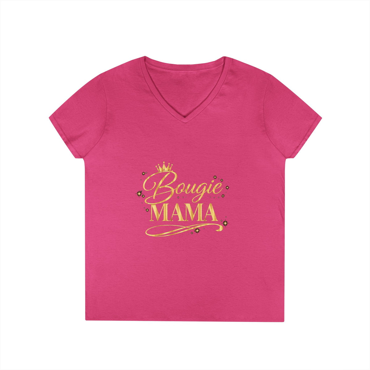 Bougie Mama V-Neck T-Shirt — Gold Script Women's Tee