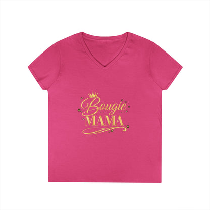 Bougie Mama V-Neck T-Shirt — Gold Script Women's Tee