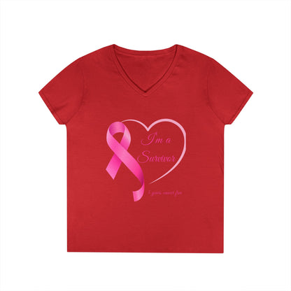 Breast Cancer Awareness V-Neck T-Shirt, Survivor Gift, Supportive Tee, Gift for Her, Awareness Month Apparel