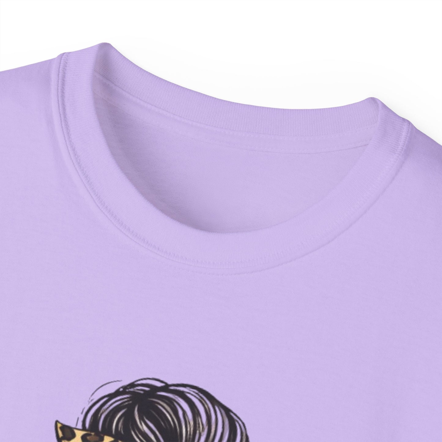 Mom Life Tee — Leopard Bandana Messy Bun Graphic Shirt for Moms