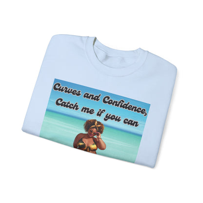 Curves and Confidence Catch Me If You Can Sweatshirt, Unisex Crewneck Sweatshirt
