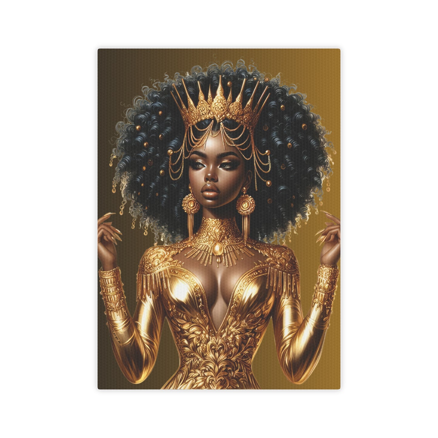 Golden Goddess- Canvas Photo Tile - Afrocentric Wall Art for Home Decor