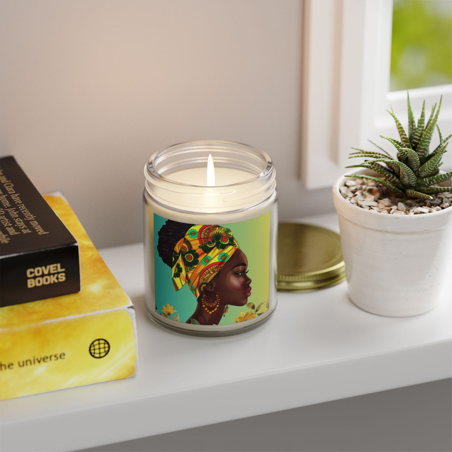 Yellow Flower-Scented Candles, Coconut Apricot Wax (4oz, 9oz)