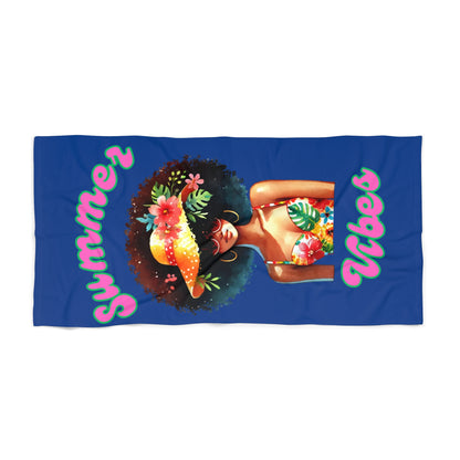 Vibrant Summer Vibes Beach Towel 2-Dk Blue