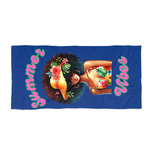 Vibrant Summer Vibes Beach Towel 2-Dk Blue