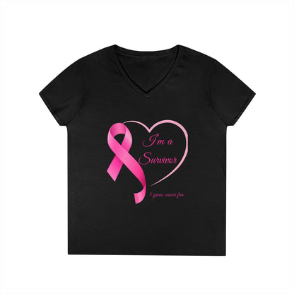 Breast Cancer Awareness V-Neck T-Shirt, Survivor Gift, Supportive Tee, Gift for Her, Awareness Month Apparel