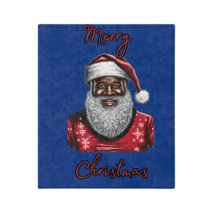 Black Santa-Velveteen Microfiber Blanket (Dk Blue)