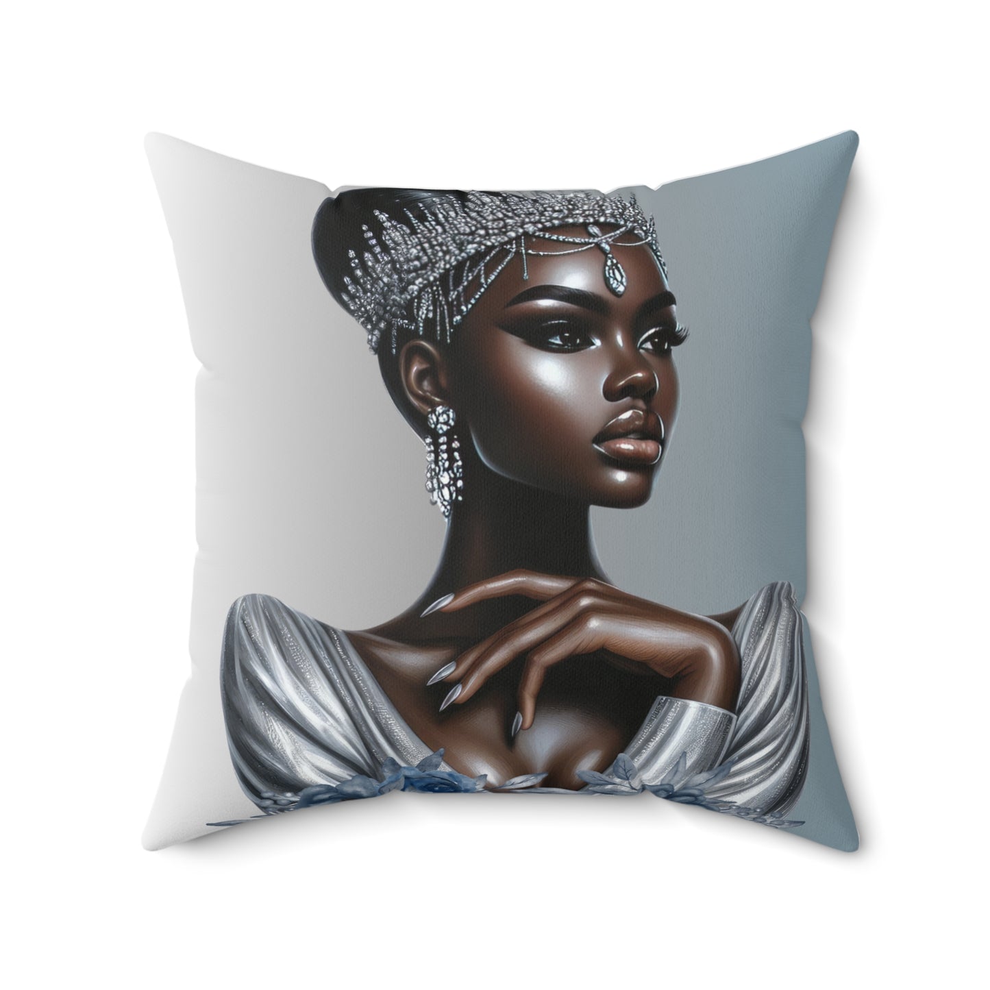 Silver-Spun Polyester Square Pillow