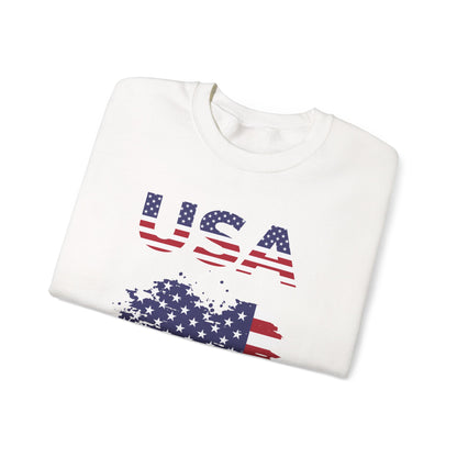 USA Flag Heart Crewneck Sweatshirt — Patriotic American Graphic Pullover