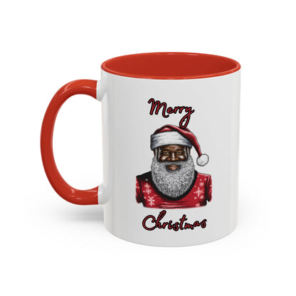 Black Santa-Accent Coffee Mug (11, 15oz) (Black)