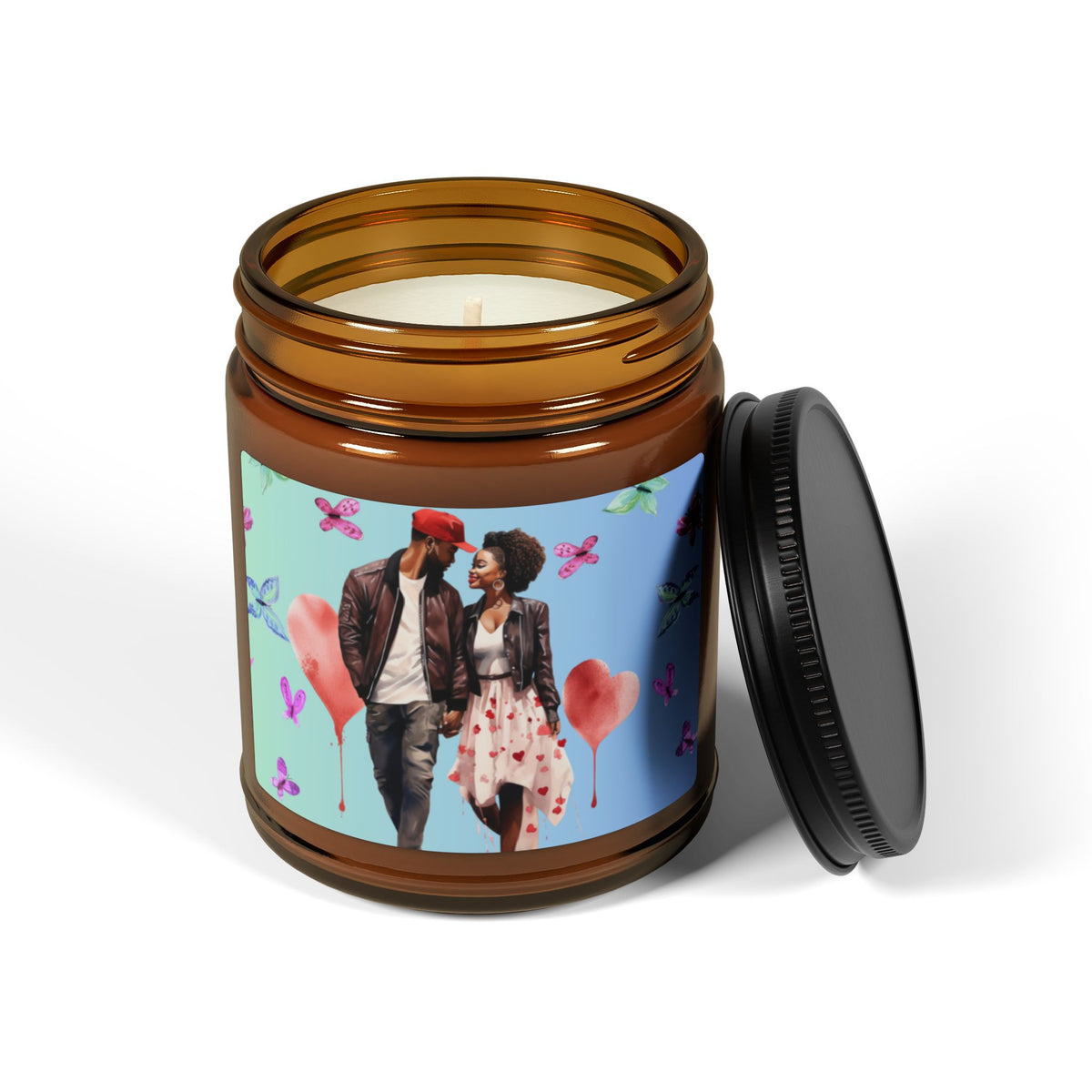 Butterfly-Scented Soy Candle (Multi-Size, Amber Jar)
