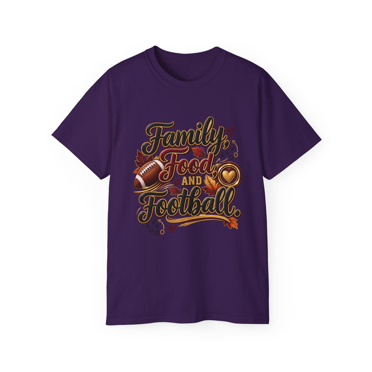 Family, Food and Football T-Shirt — Thanksgiving Game Day Family Tee