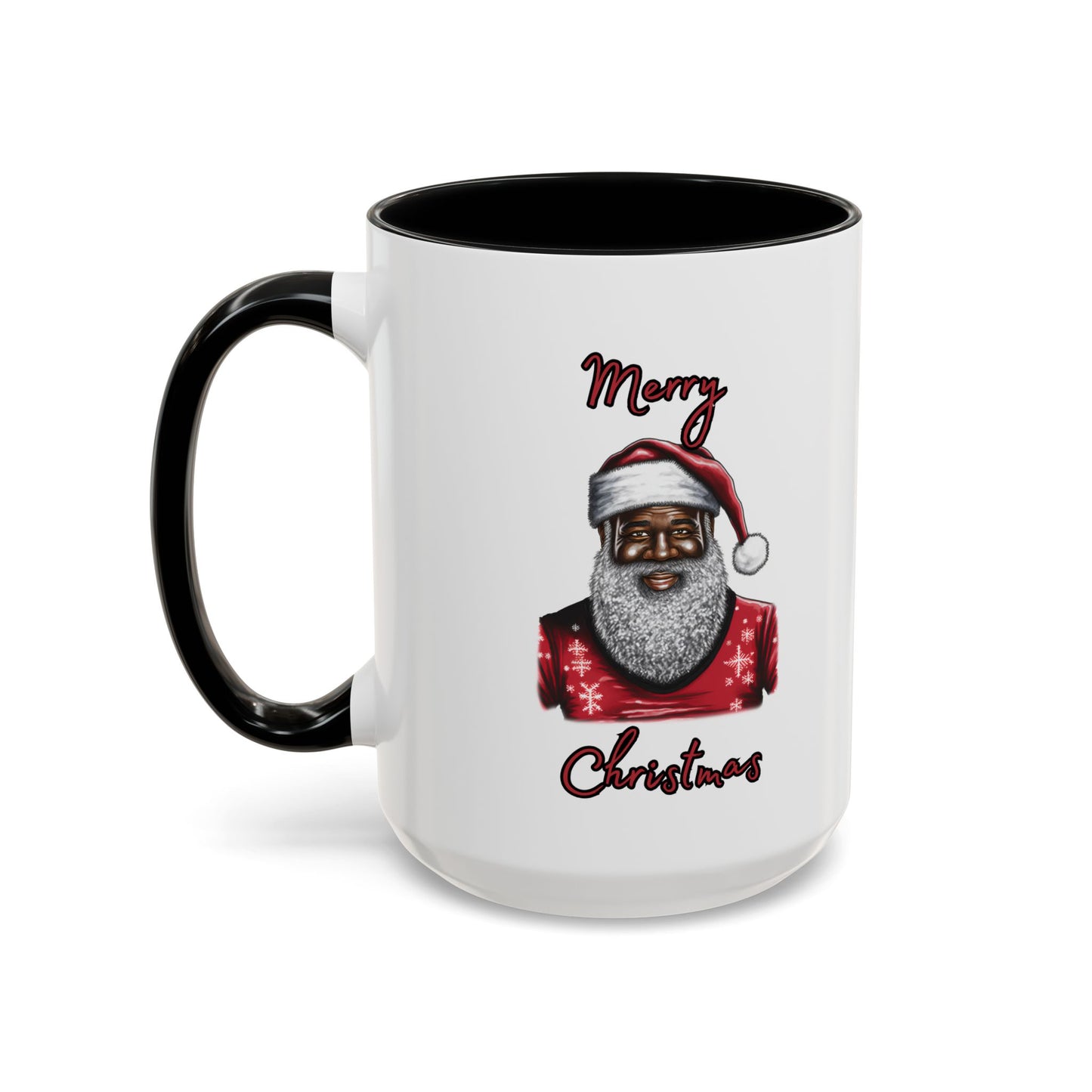 Black Santa-Accent Coffee Mug (11, 15oz) (Black)