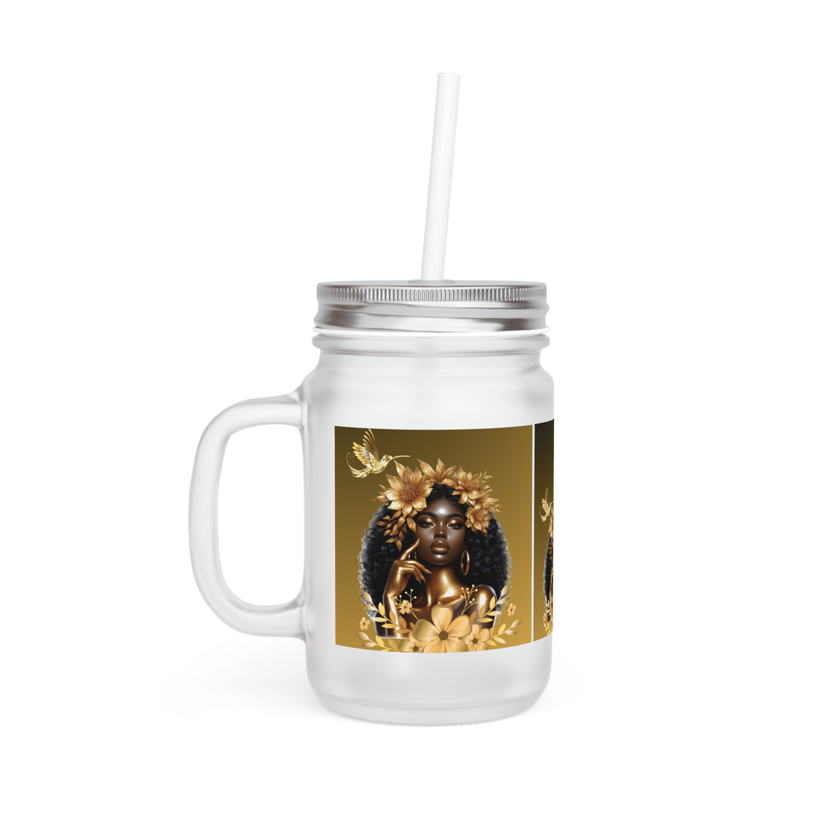 Queen Hummingbird Mason Jar with Straw