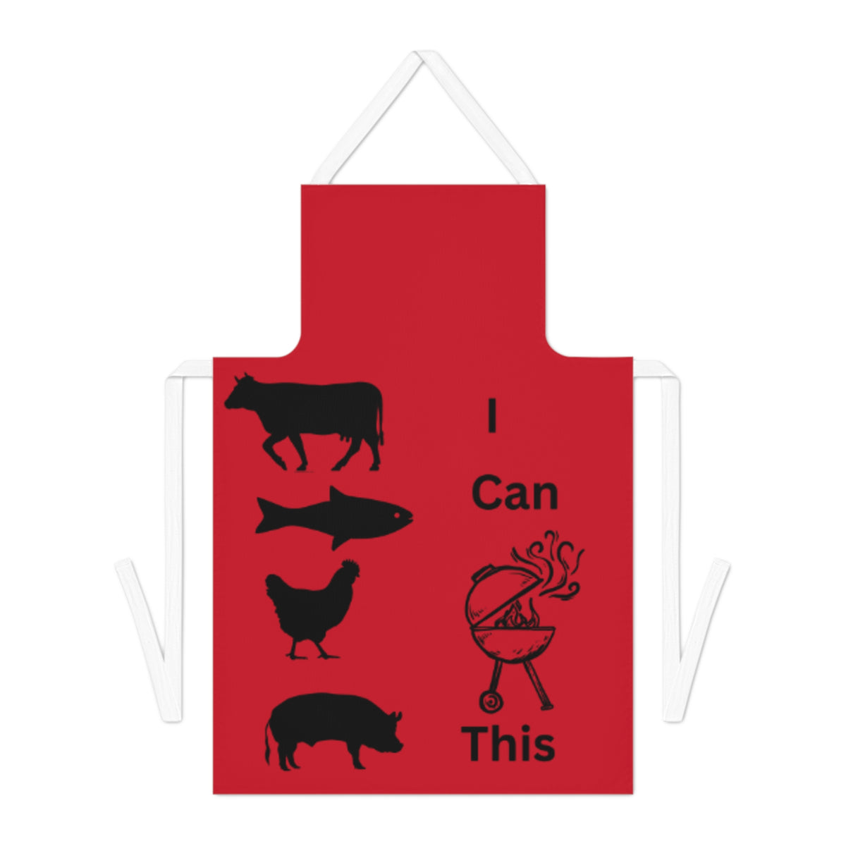 I Can Grill This Apron Dk Red-Black