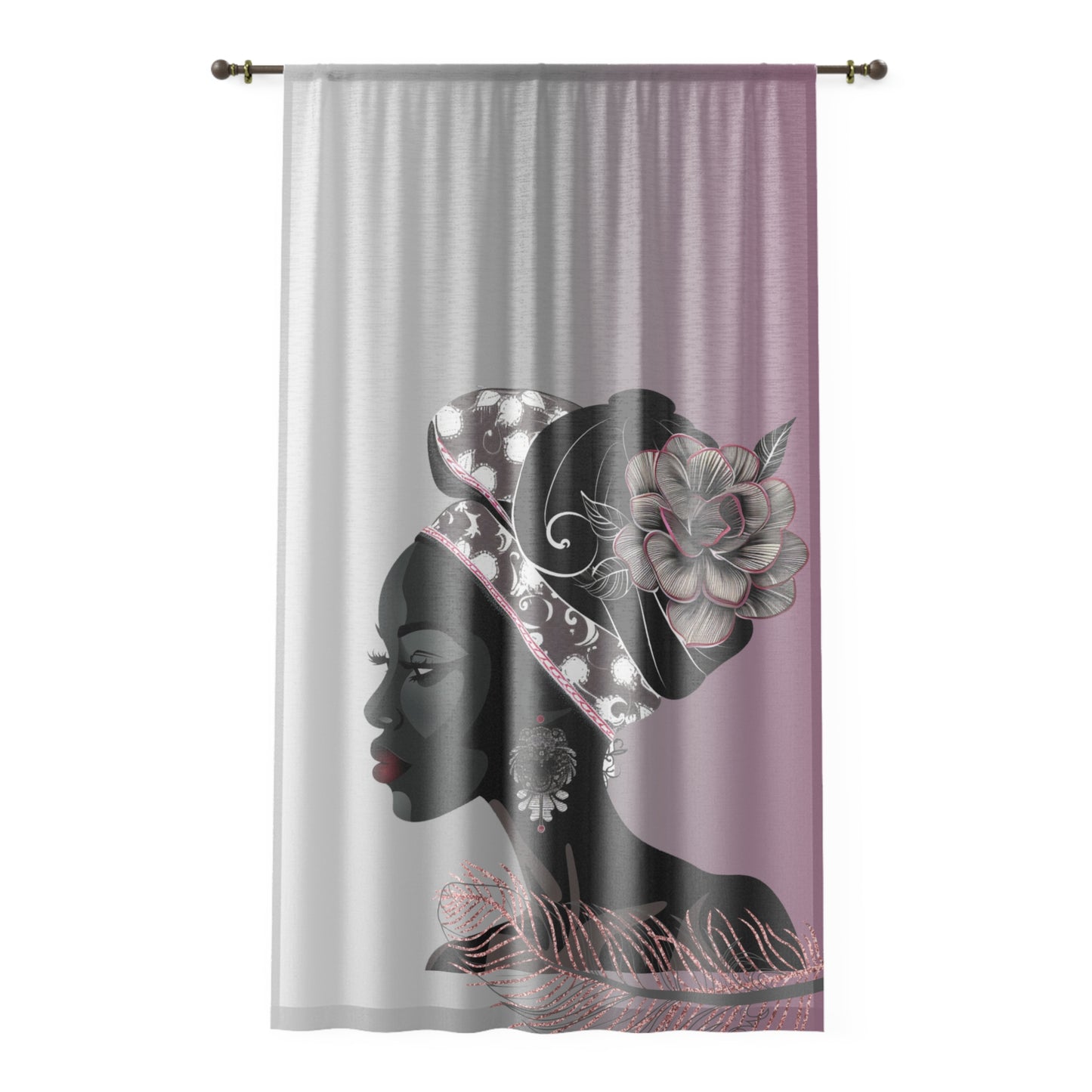 Queen Feather Elegant African Woman Window Curtain