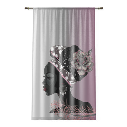 Queen Feather Elegant African Woman Window Curtain