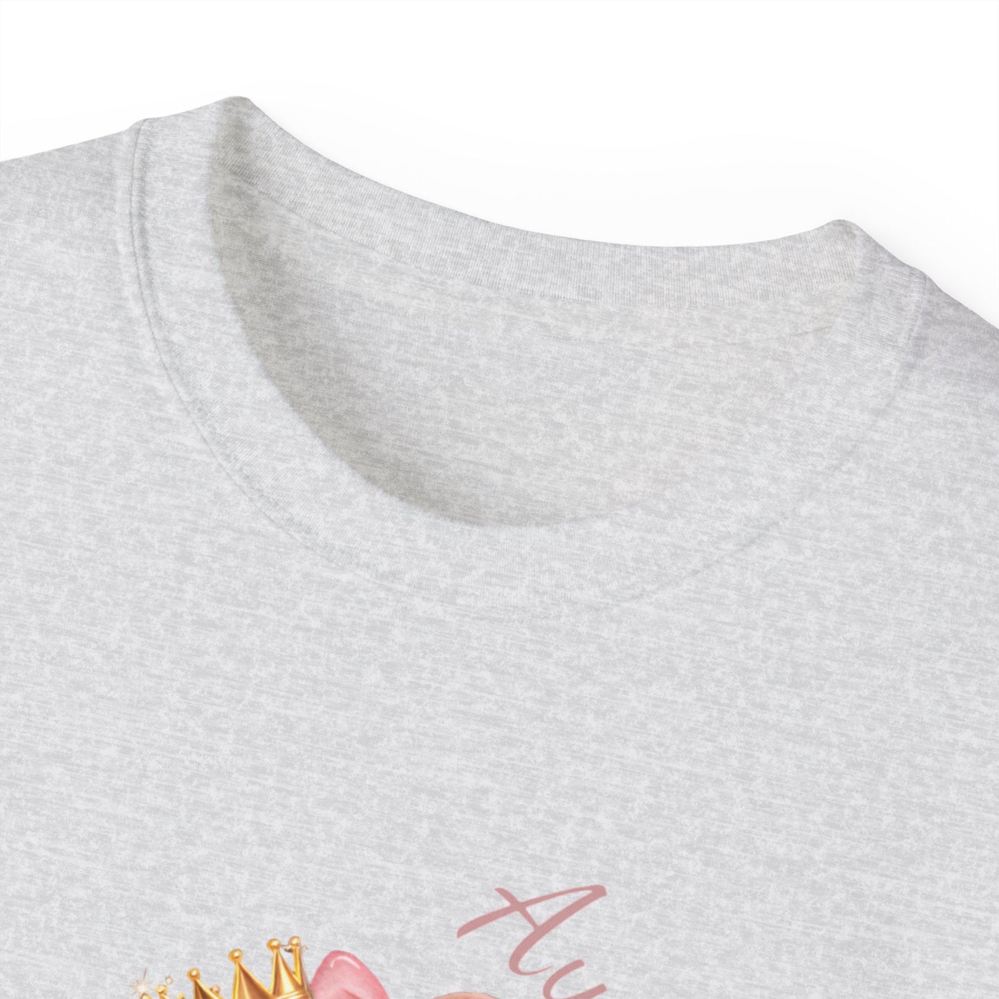 “Auntie Is a Queen” Cotton Tee — Cute Pink Crowned Bear Gift